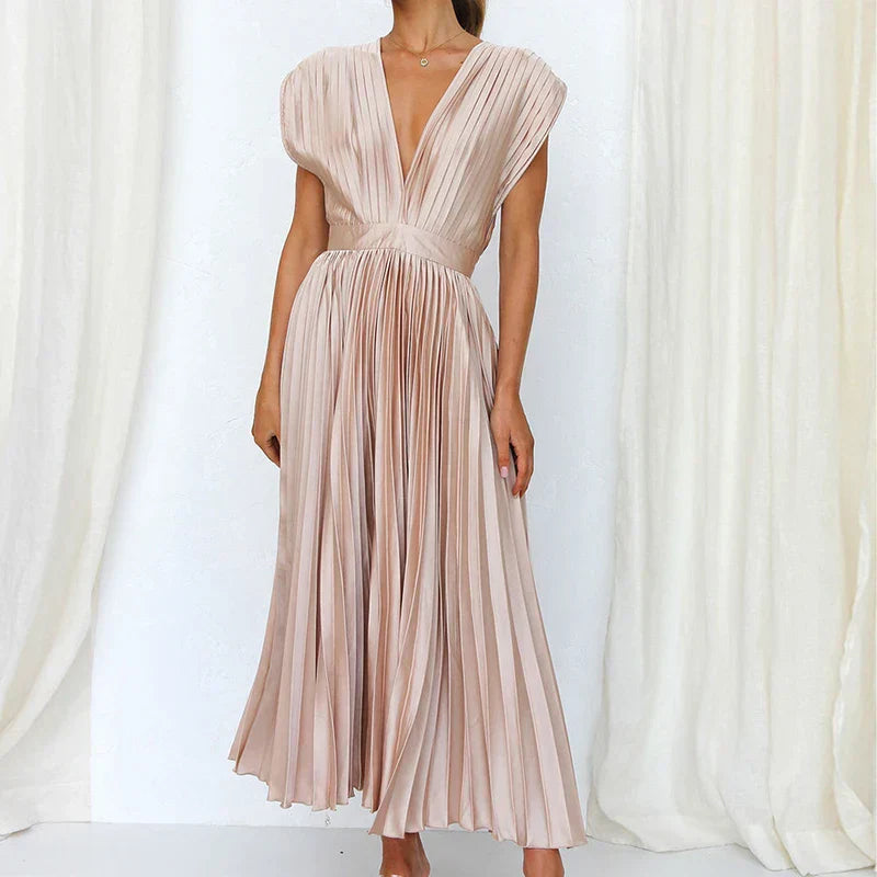 Adela | Maxi Dress with V-Neck and Pleats