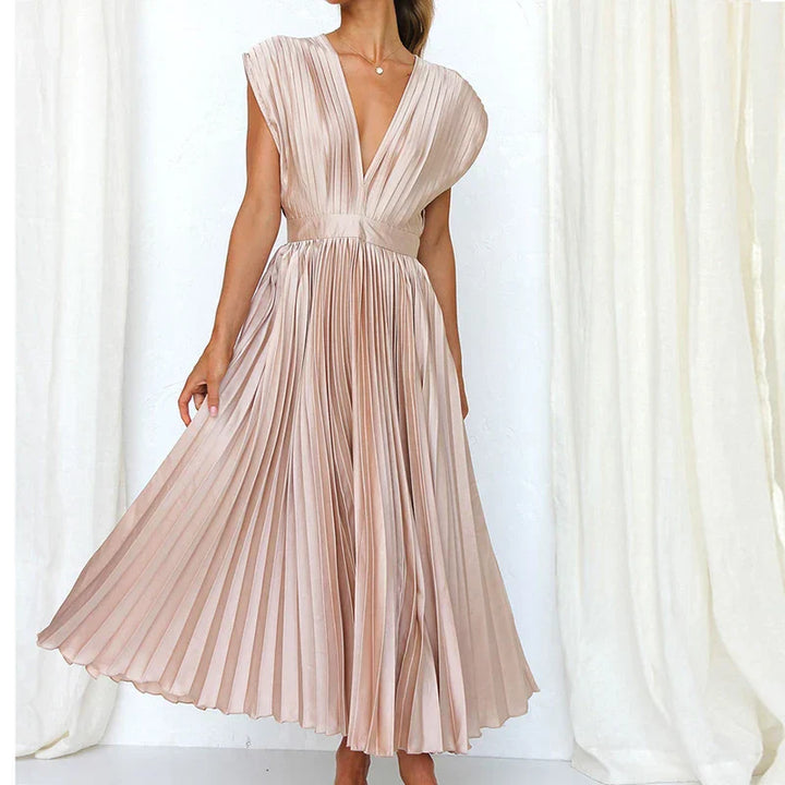 Adela | Maxi Dress with V-Neck and Pleats