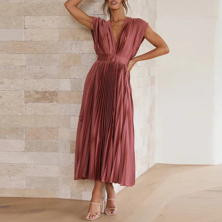 Adela | Maxi Dress with V-Neck and Pleats