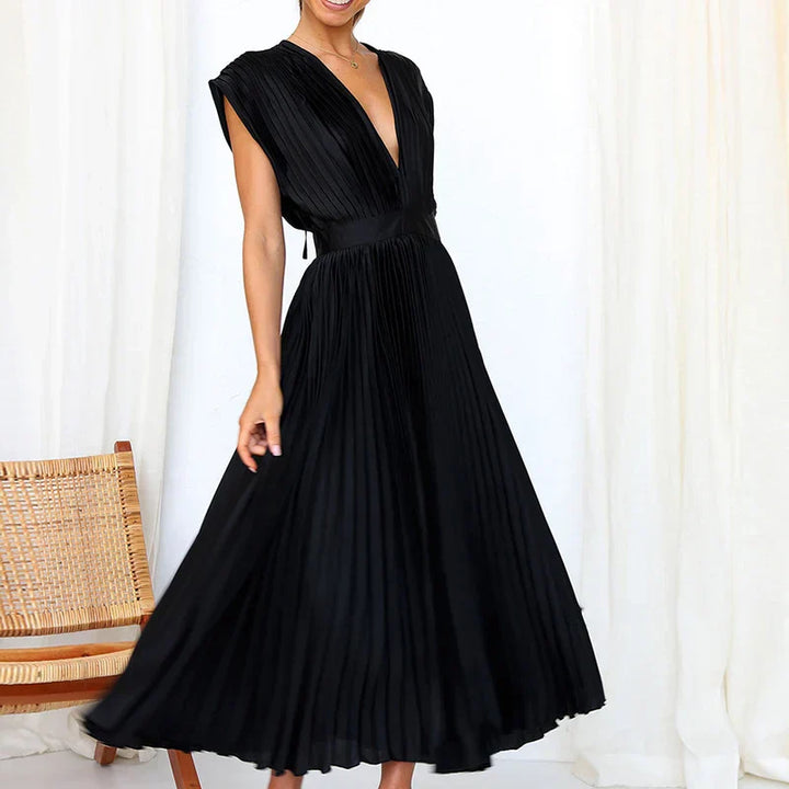 Adela | Maxi Dress with V-Neck and Pleats