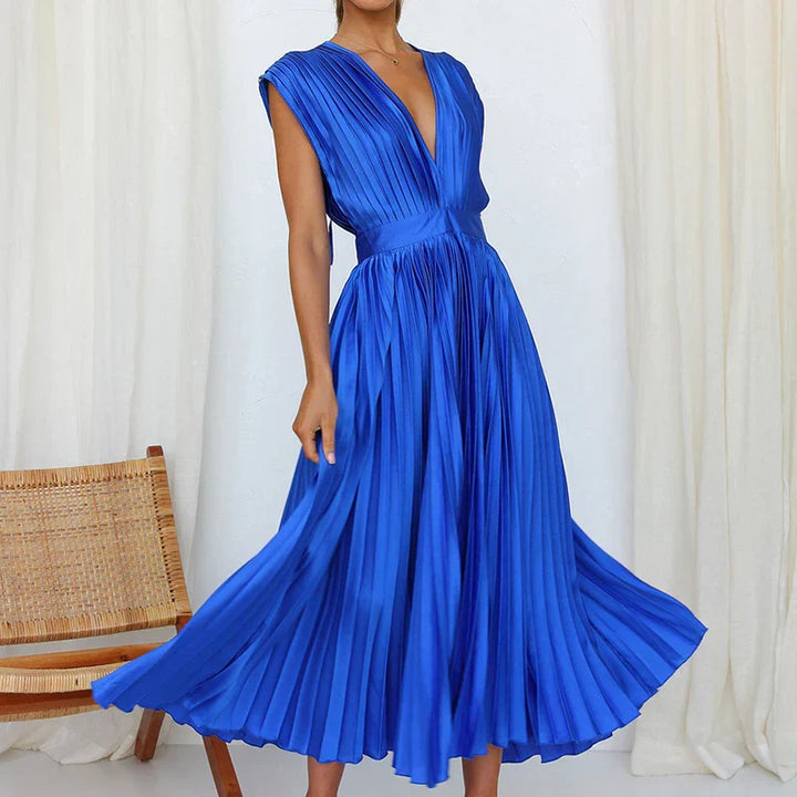 Adela | Maxi Dress with V-Neck and Pleats