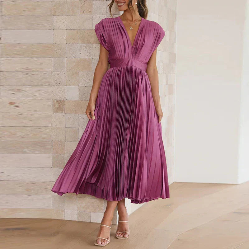 Adela | Maxi Dress with V-Neck and Pleats