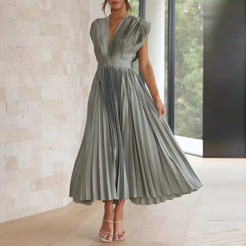 Adela | Maxi Dress with V-Neck and Pleats