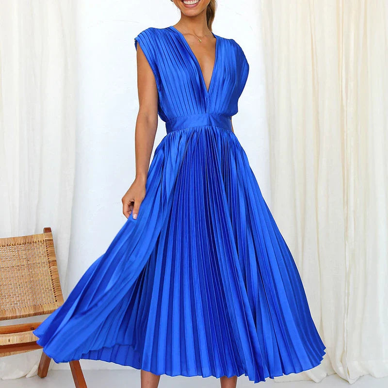 Adela | Maxi Dress with V-Neck and Pleats