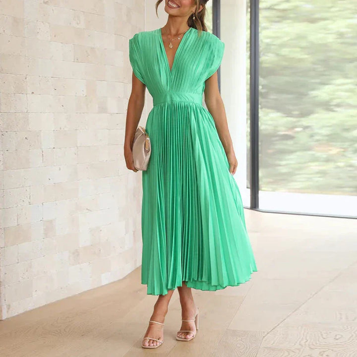 Adela | Maxi Dress with V-Neck and Pleats