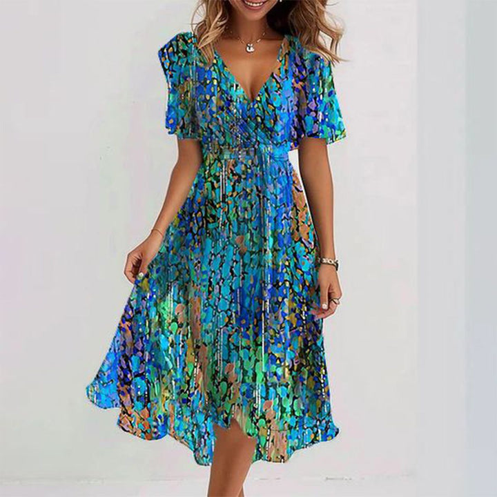 Chelsea | Flutter Sleeve Abstract Print Dress